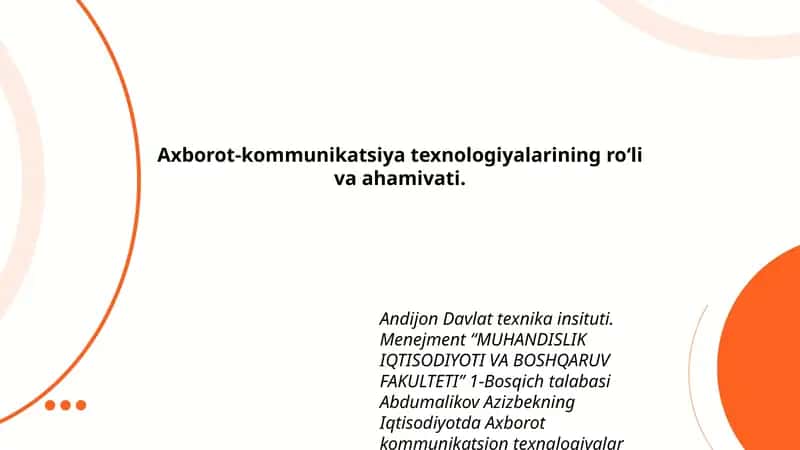 Axborot kommunikatsion texnalogiyalar tizimi