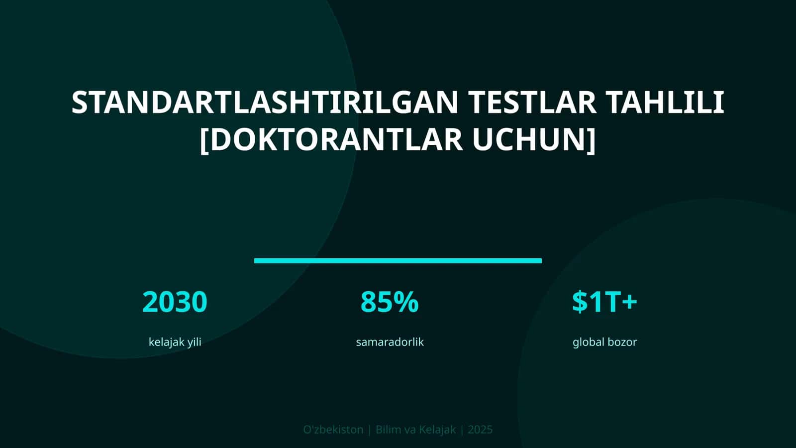 Standartlashtirilgan testlar tahlili [doktorantlar uchun]