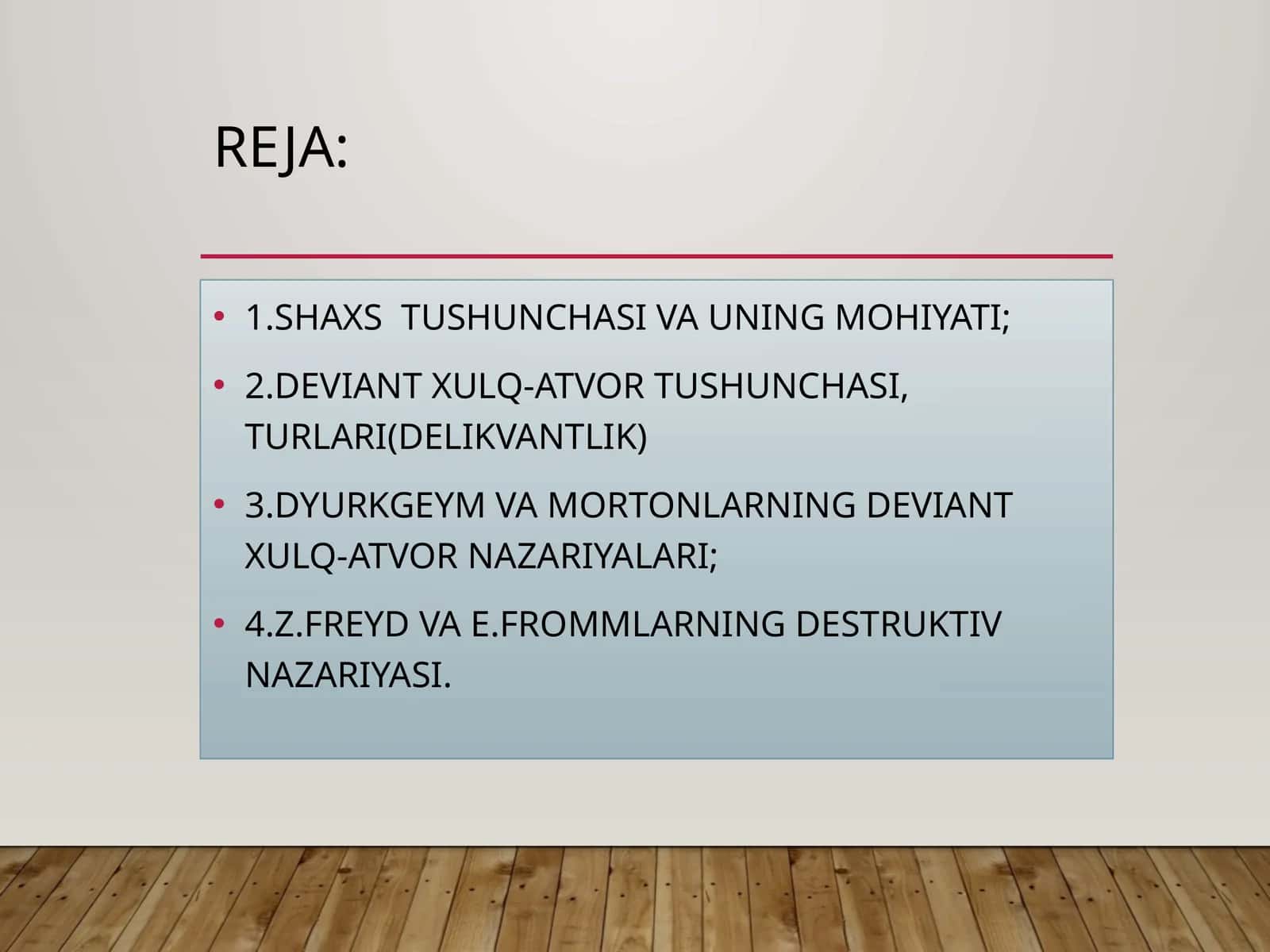SHAXS TUSHUNCHASI VA UNING MOHIYATI