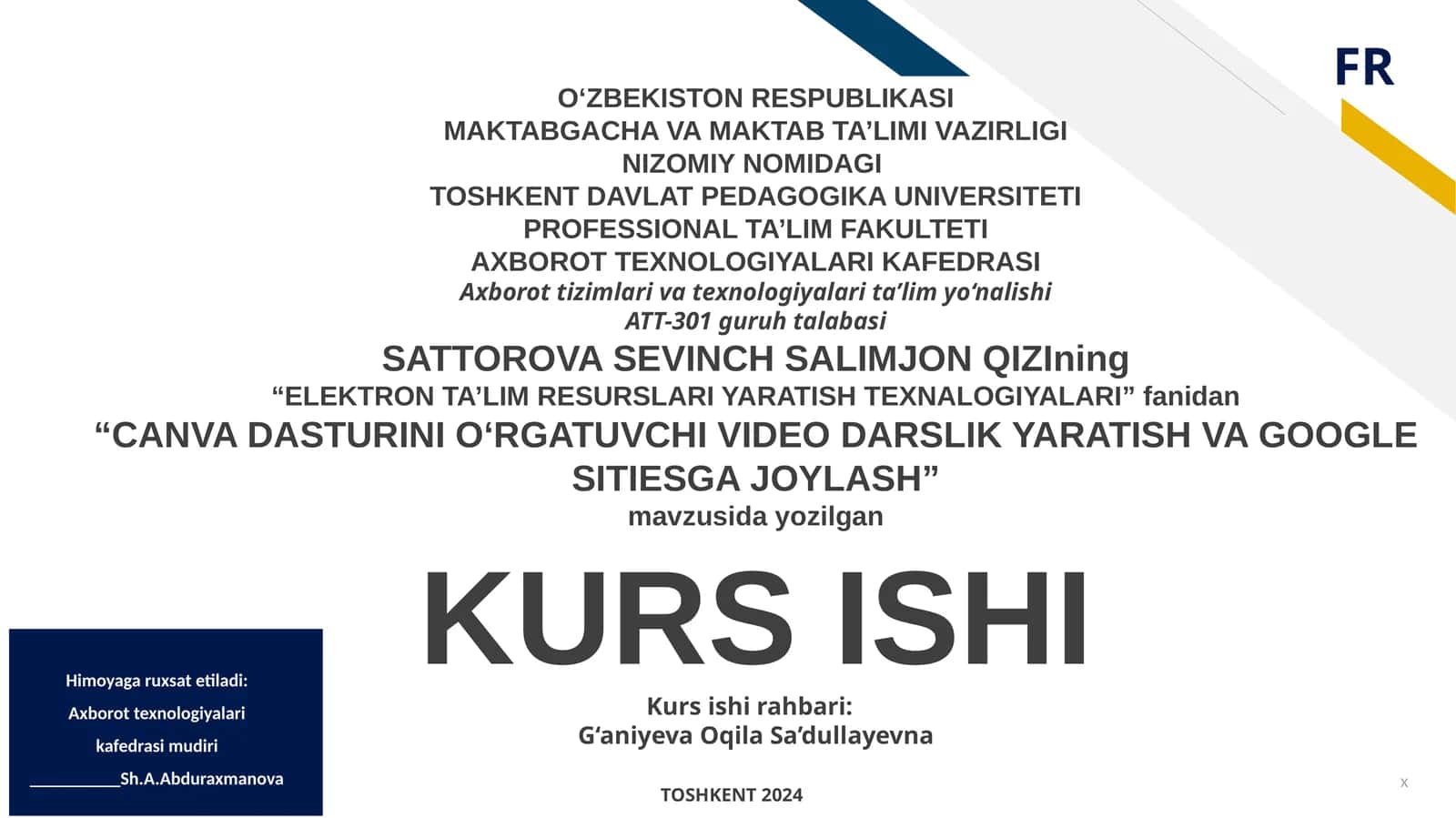 ELEKTRON TA’LIM RESURSLARI YARATISH TEXNALOGIYALARI