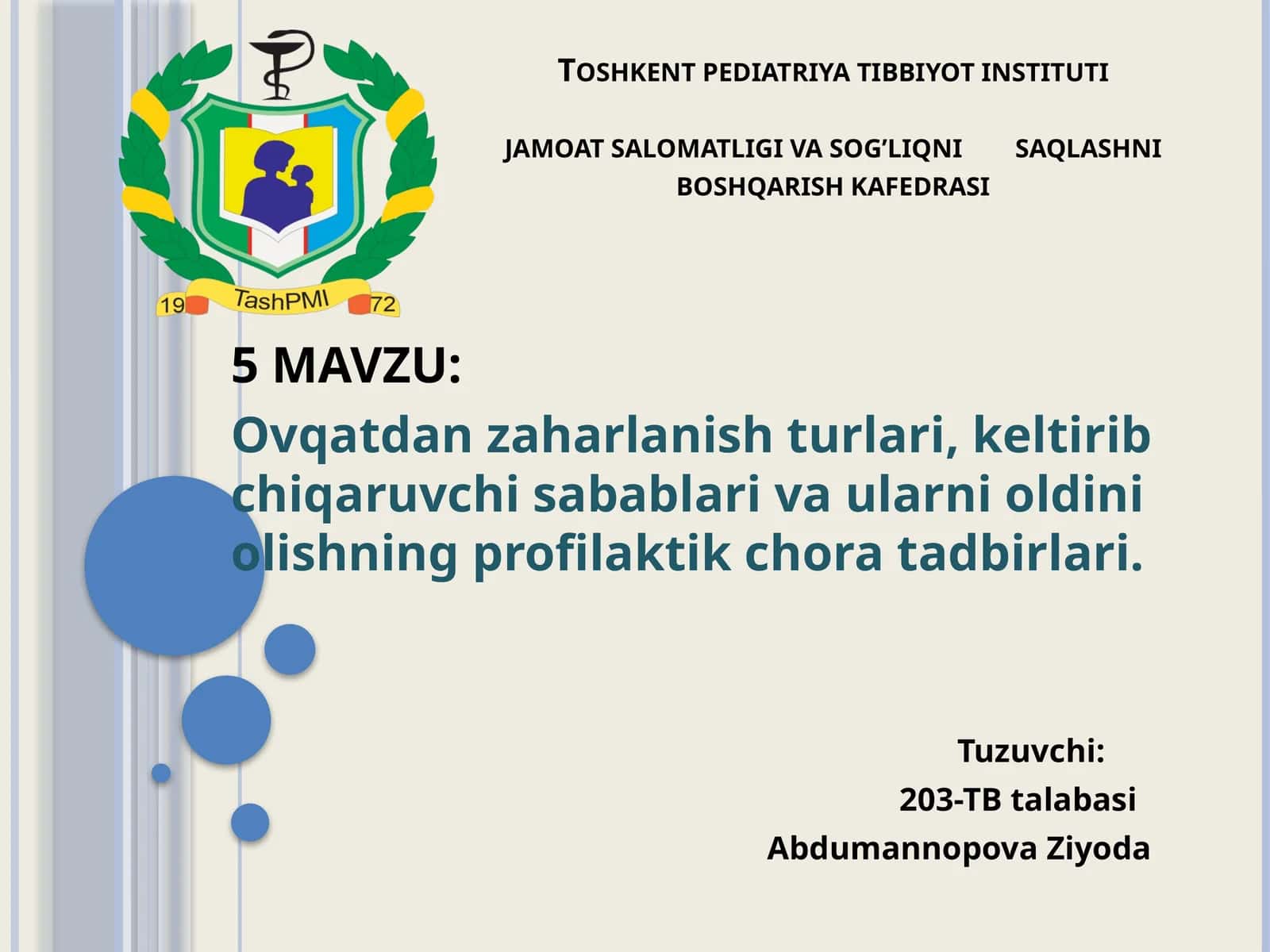 Ovqatdan zaharlanish turlari va oldini olish birlari