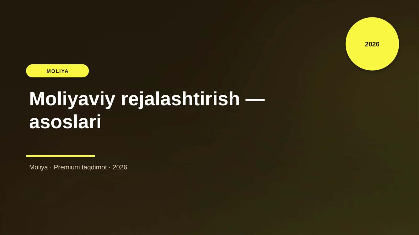 Moliyaviy rejalashtirish — asoslari