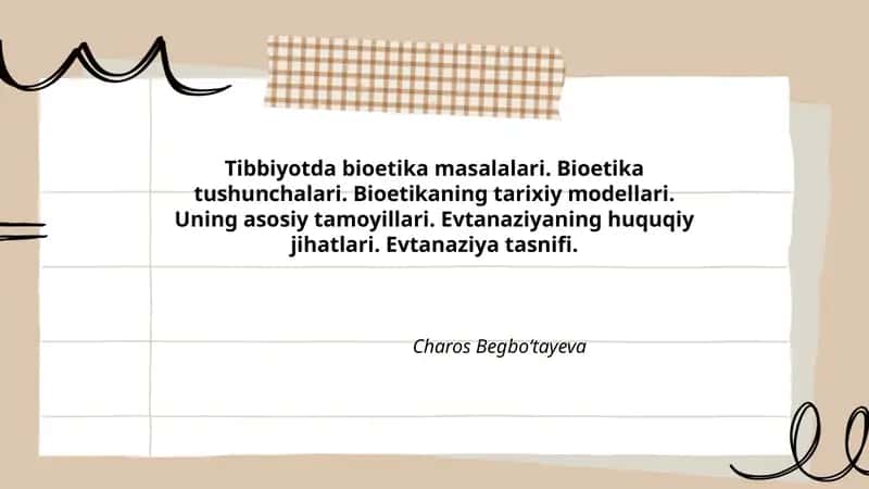 Tibbiyotda bioetika masalalari