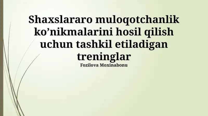 Treninglarning turlari va usullari