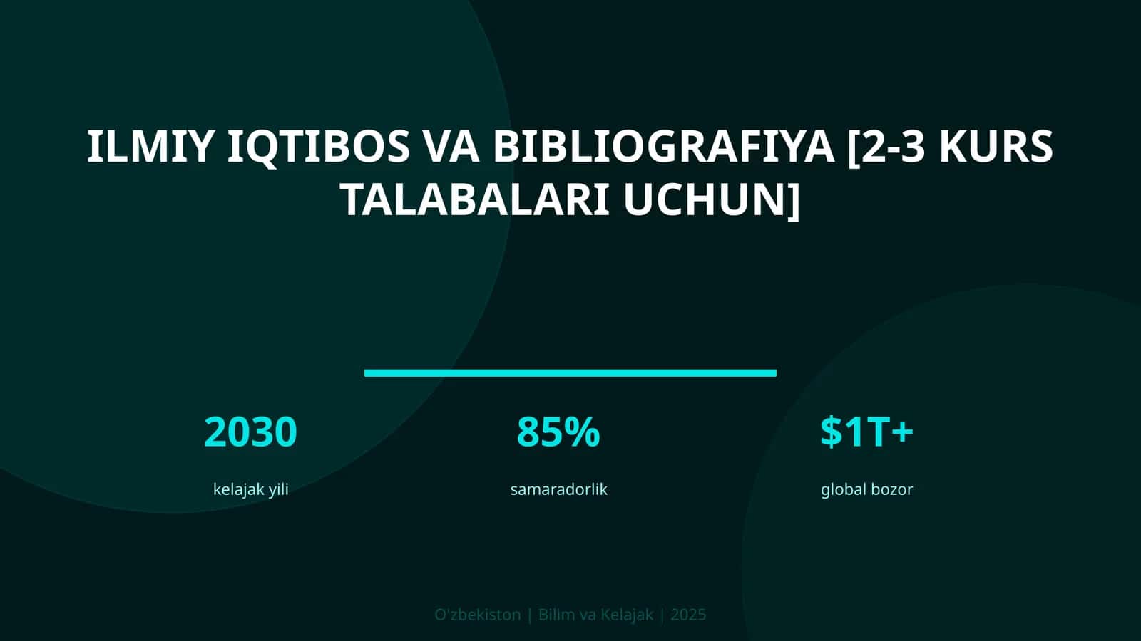 Ilmiy iqtibos va bibliografiya [2-3 kurs talabalari uchun]