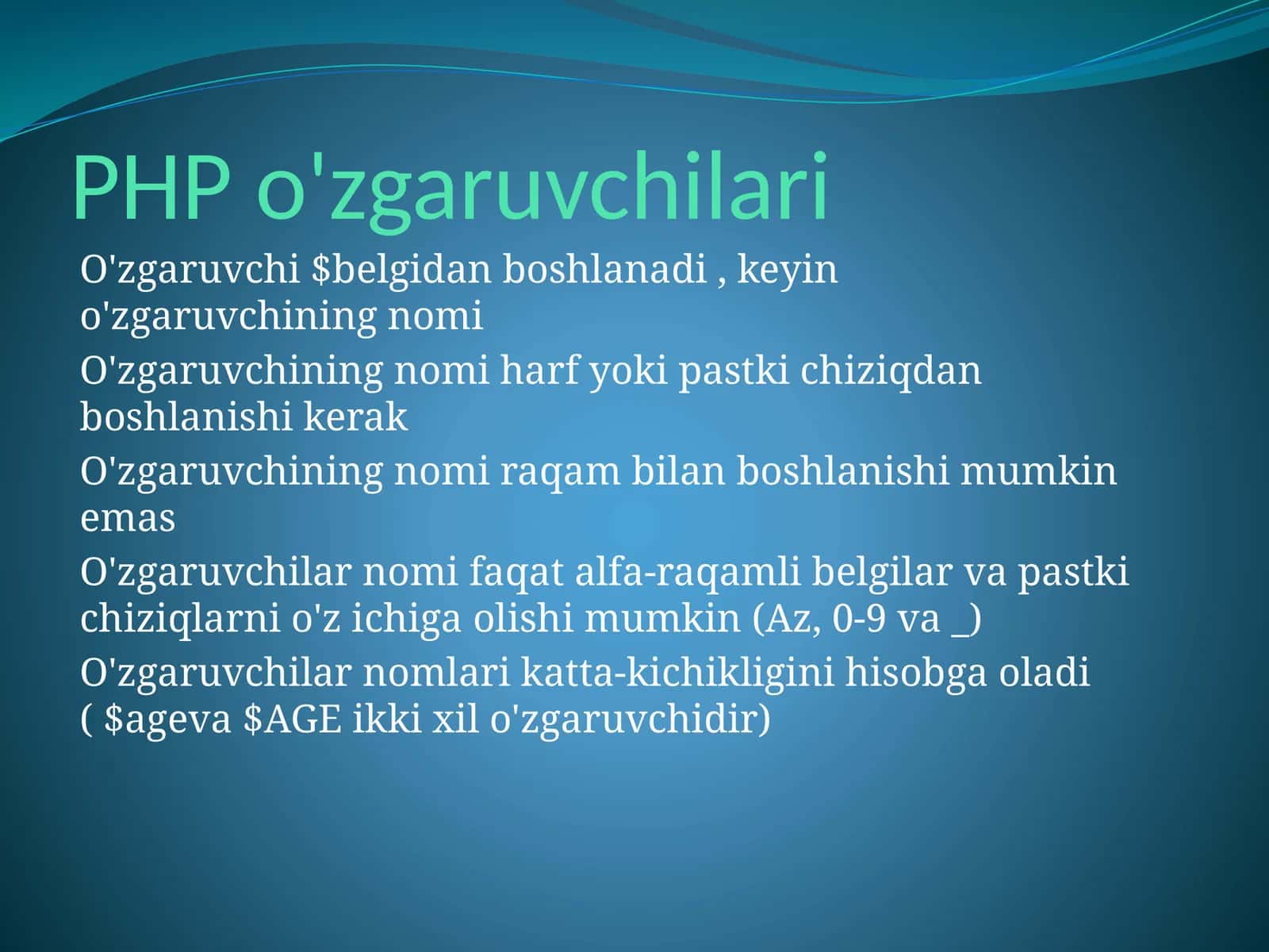 PHPo'zgaruvchilari