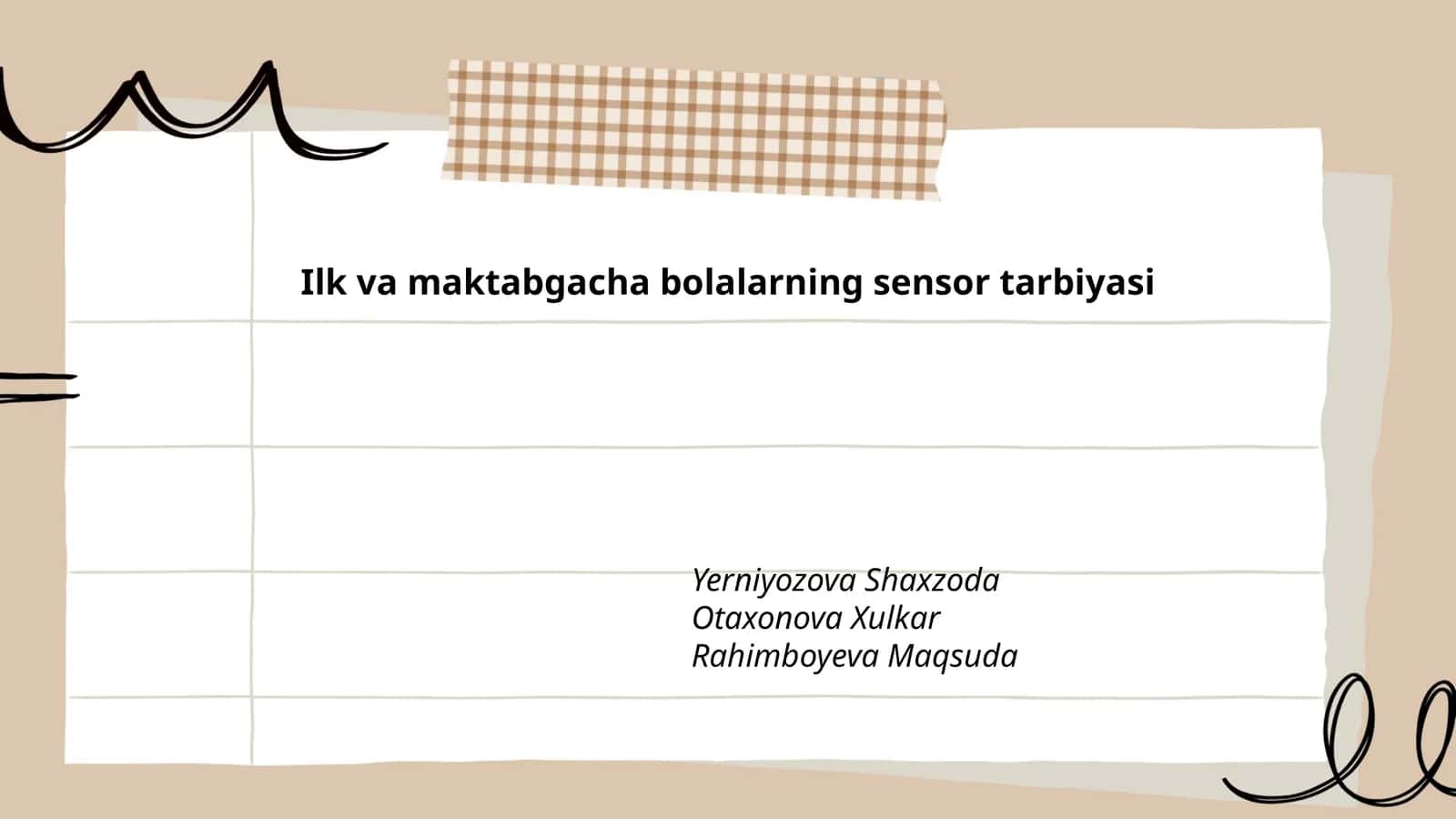 Ilk va maktabgacha bolalarning sensor tarbiyasi