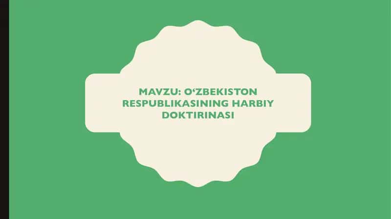 Oʻzbekiston Respublikasining Harbiy Doktrinasi