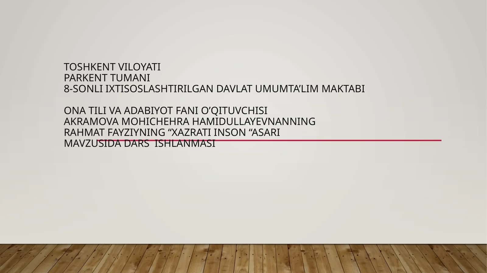 6-sinf Adabiyot fanidan Rahmat Fayziyning Hazrati inson asari dars ishlanma