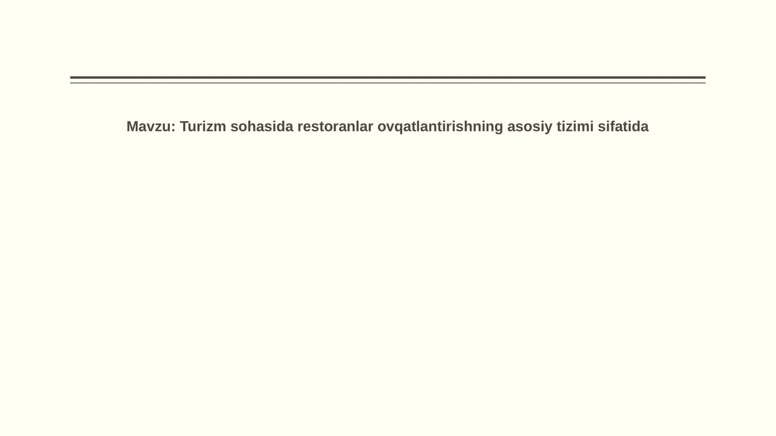 Turizmda restoranlar
