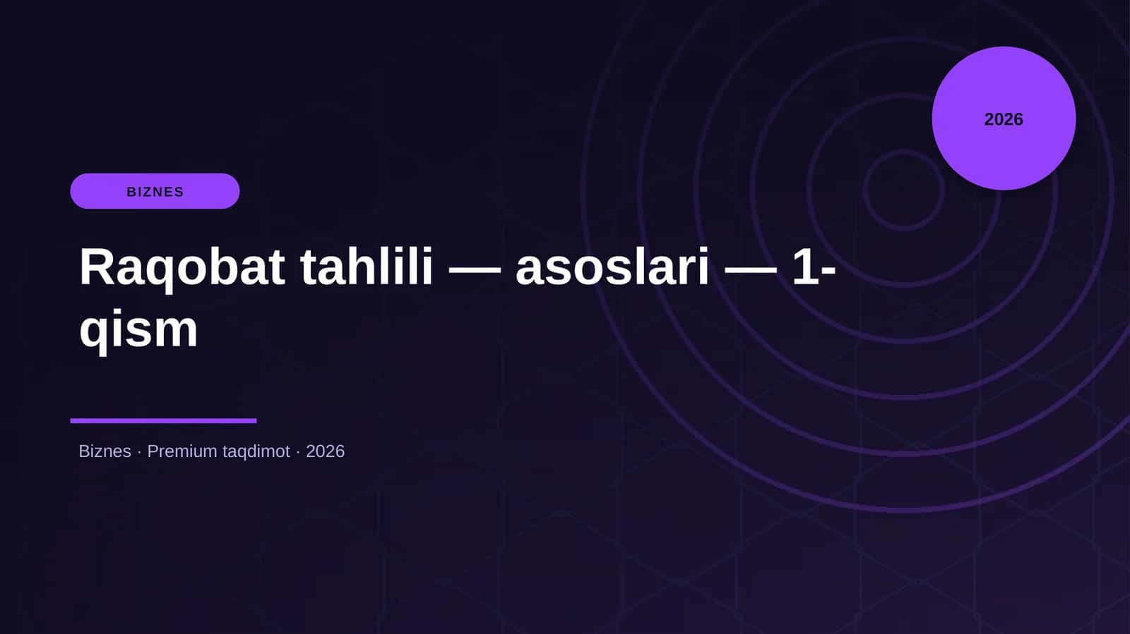Raqobat tahlili — asoslari — 1-qism