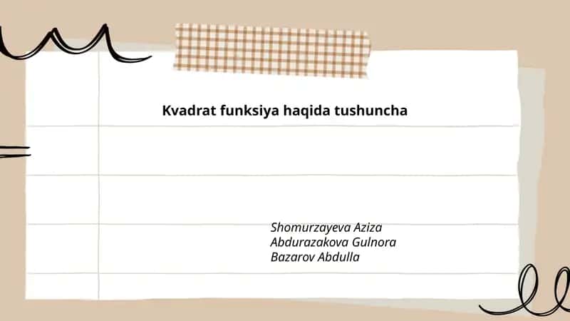 Kvadrat funksiya haqida tushuncha