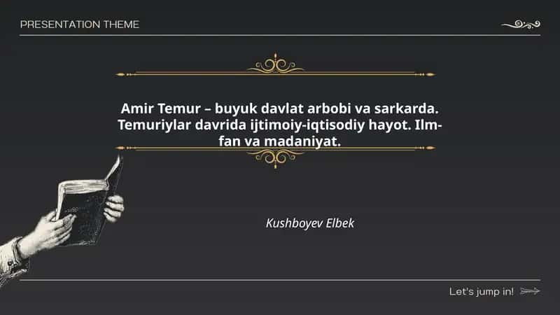 Amir Temurning hayoti va davlat quruvchi siyosati