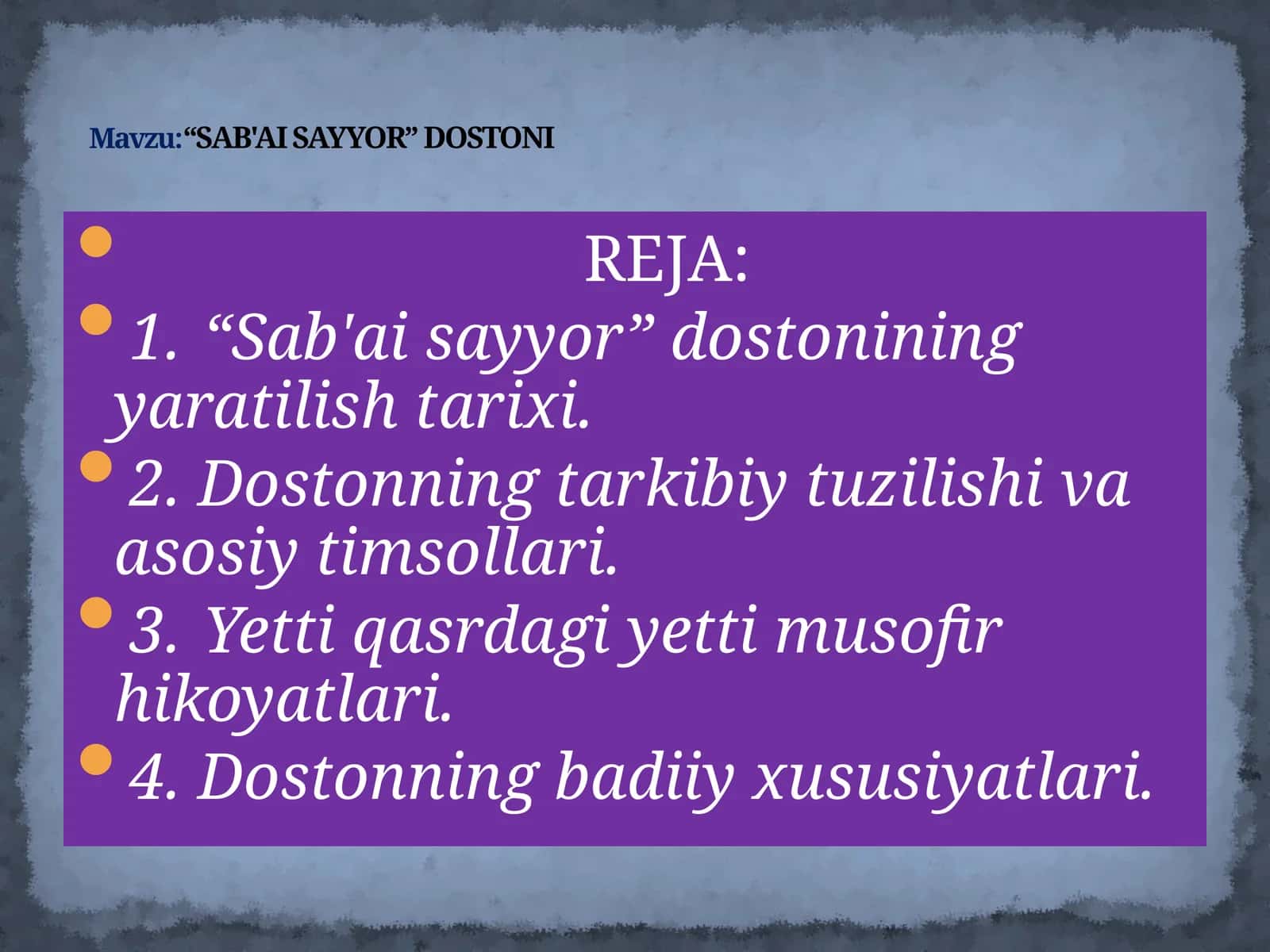 “SAB'AI SAYYOR”DOSTONI