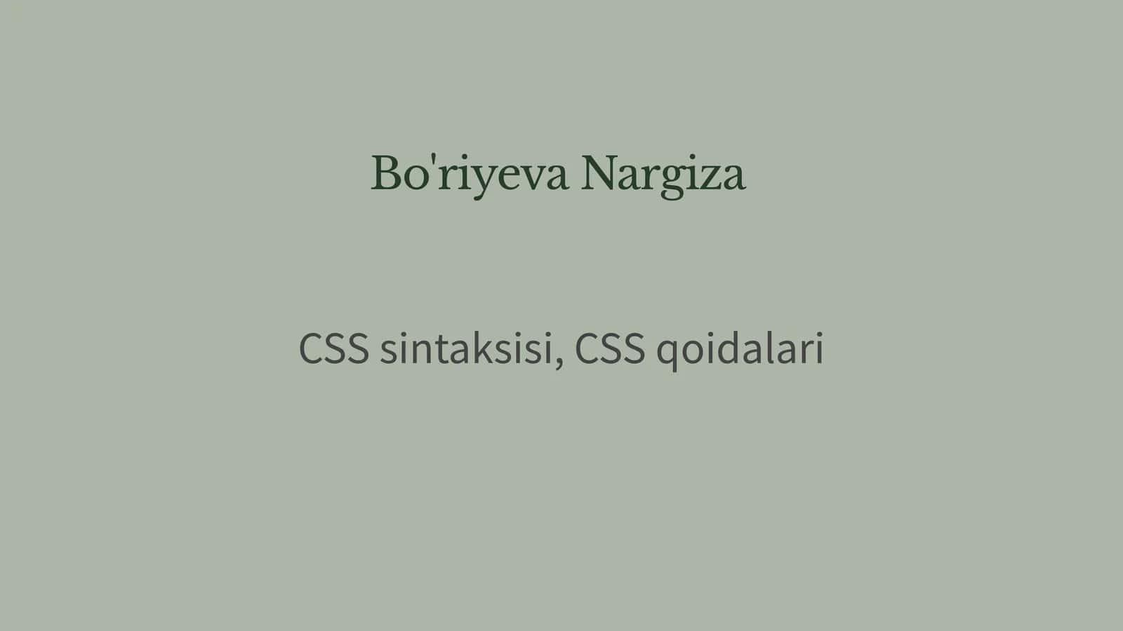 CSS Sintaksisi va CSS Qoidalari