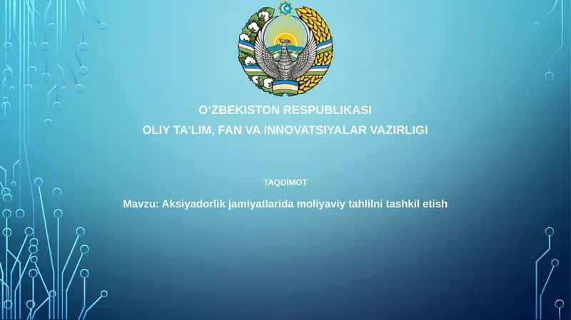Moliyaviy Tahlilning Asoslari