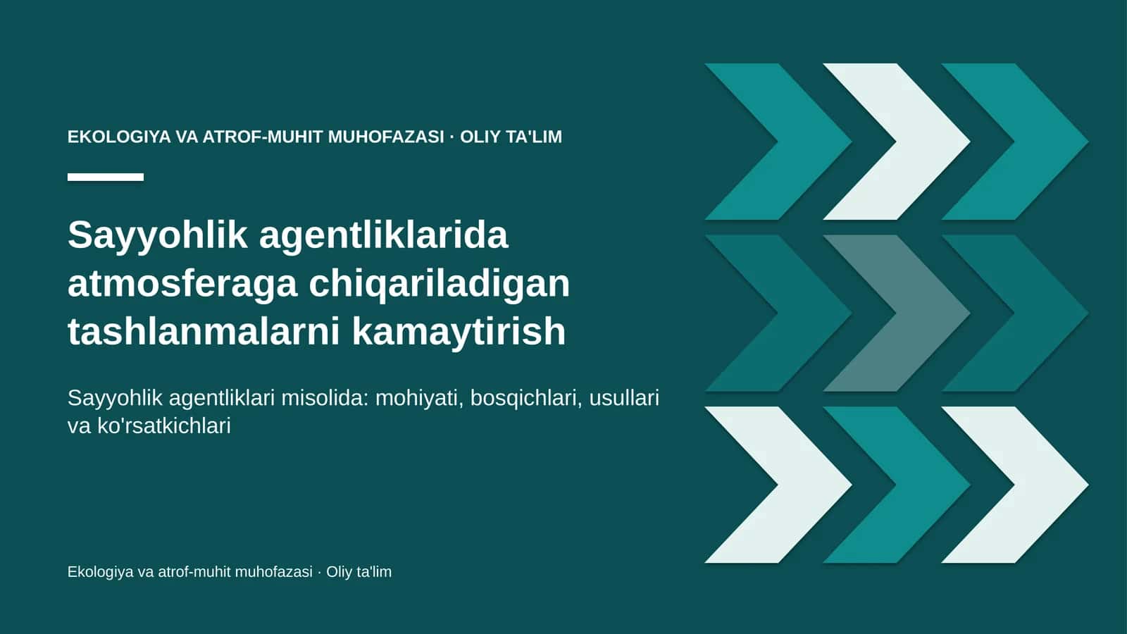 sayyohlik agentliklarida atmosferaga chiqariladigan tashlanmalarni kamaytirish 3812