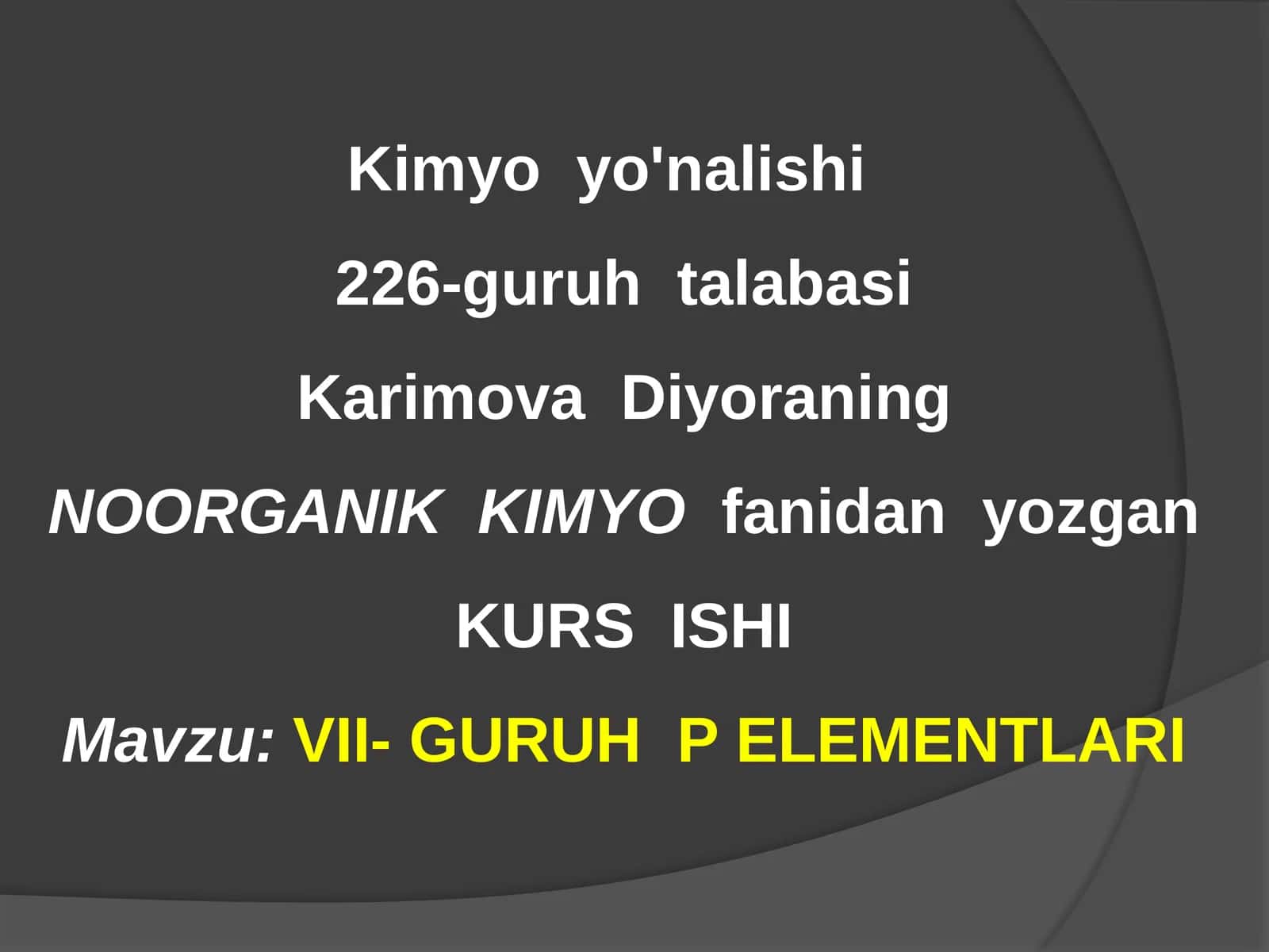 Kimyoyo'nalishi