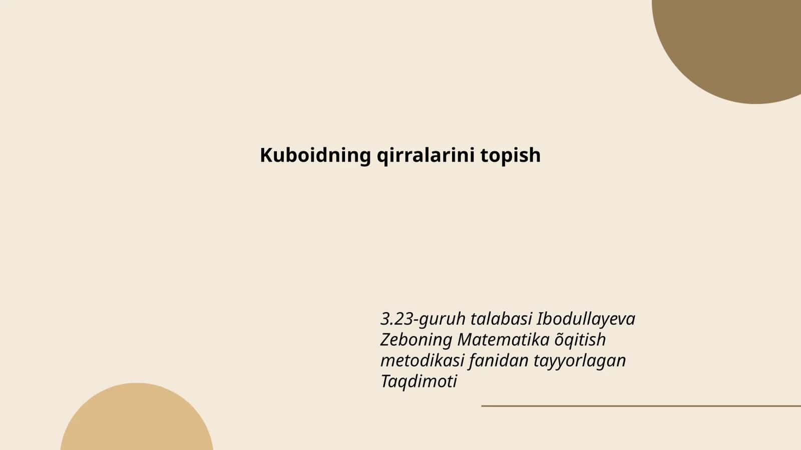 Kuboidning qirralarini topish