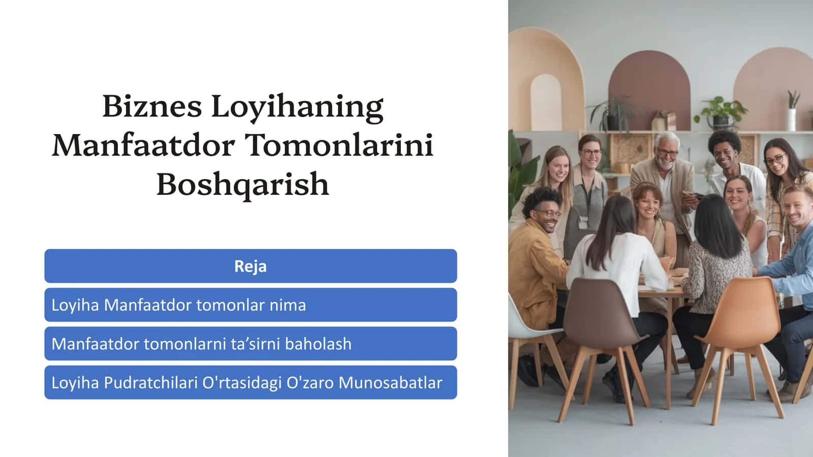 Biznes Loyihaning Manfaatdor Tomonlarini Boshqarish