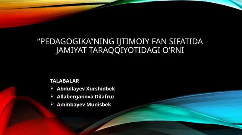 Ijtimoiy Pedagogika fanining jamiyat taraqqiyotidagi o'rni