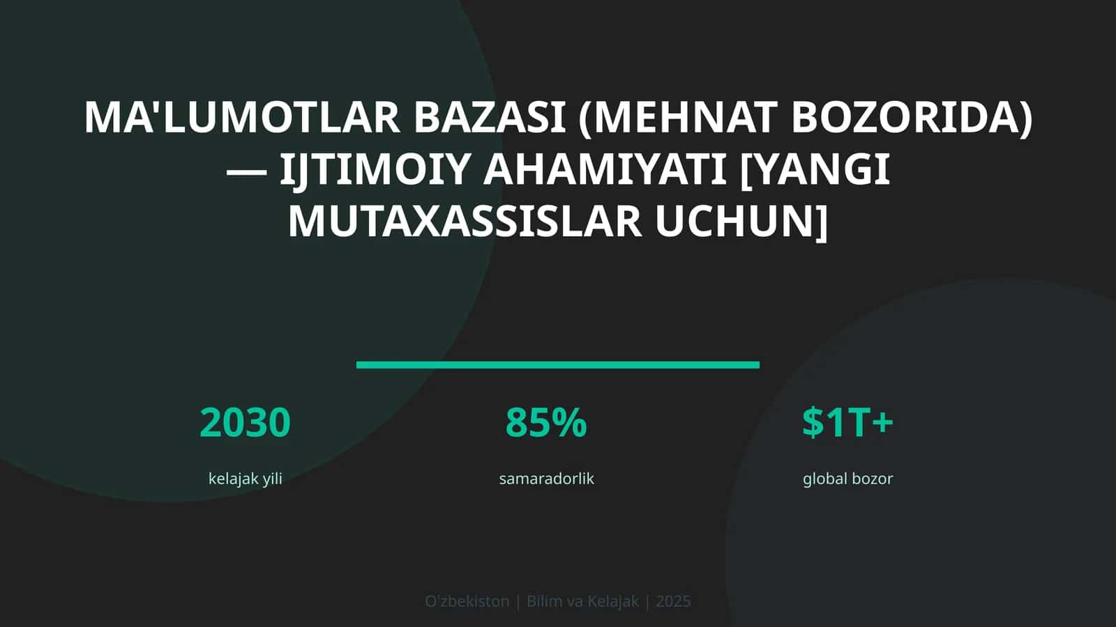 Ma'lumotlar bazasi (mehnat bozorida) — ijtimoiy ahamiyati [yangi mutaxassislar uchun]