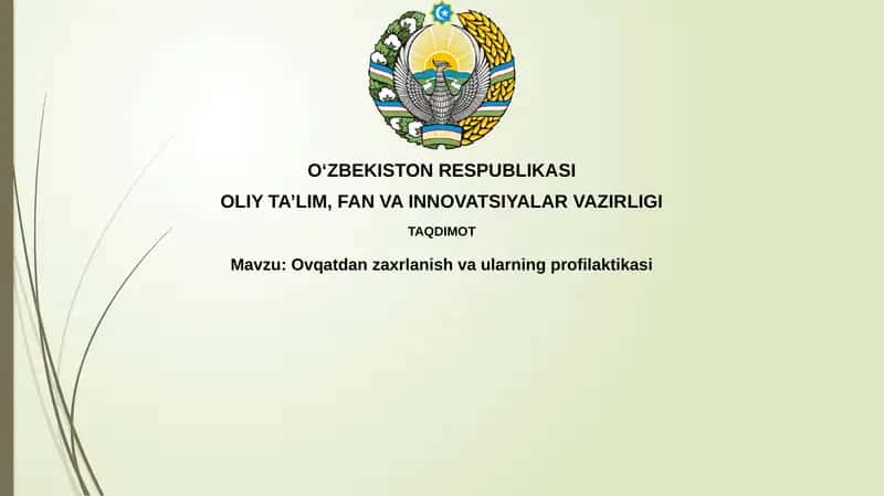 Oziq-ovqatdan zaxarlanish va ularning profilaktikasi