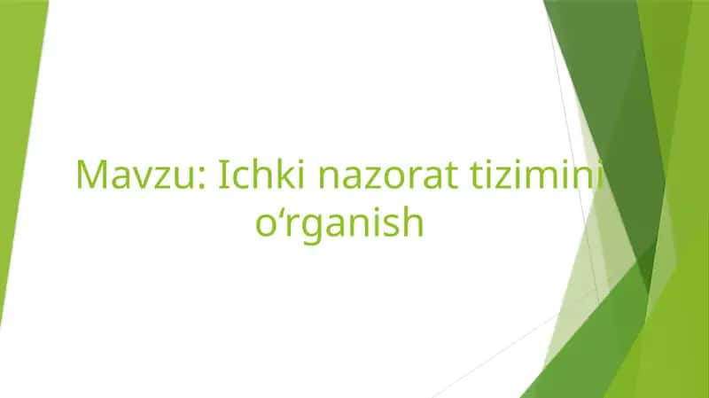 Ichkinazorat tizimini o‘rganish