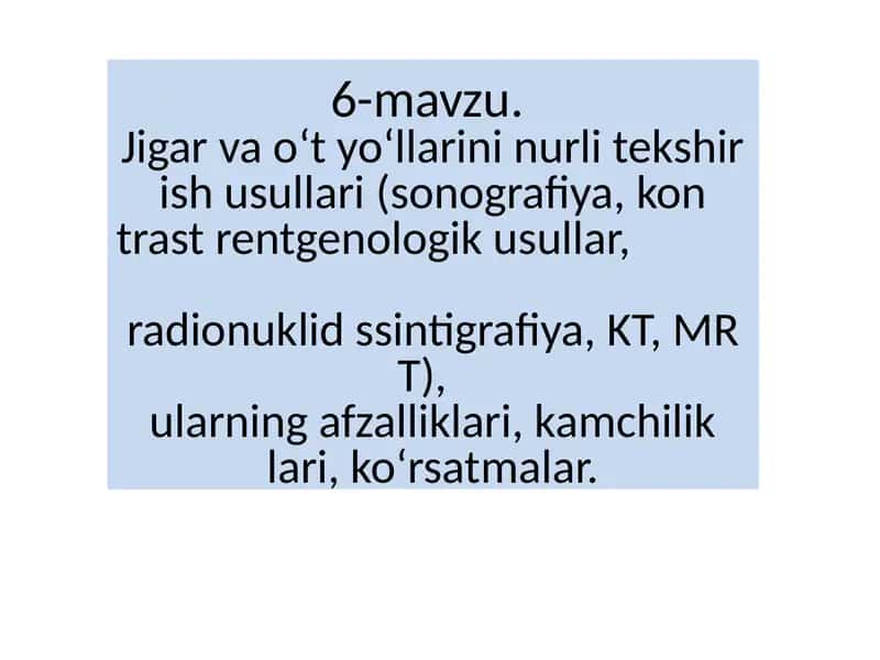 Jigarvao‘tyo‘llarini ultratovush tekshirish
