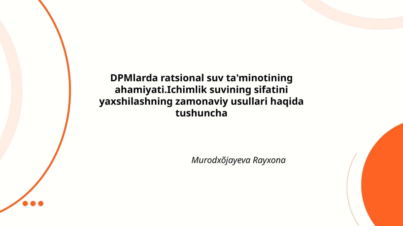 Ichimlik suvining sifatini yaxshilash