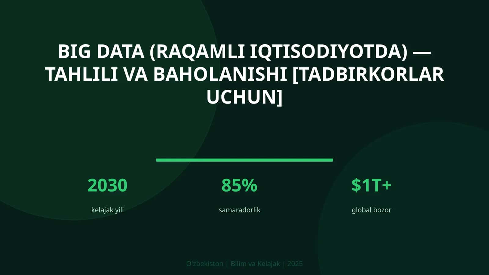 Big Data (raqamli iqtisodiyotda) — tahlili va baholanishi [tadbirkorlar uchun]