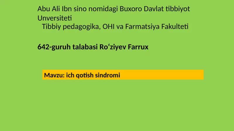 Ichqotish sindromi