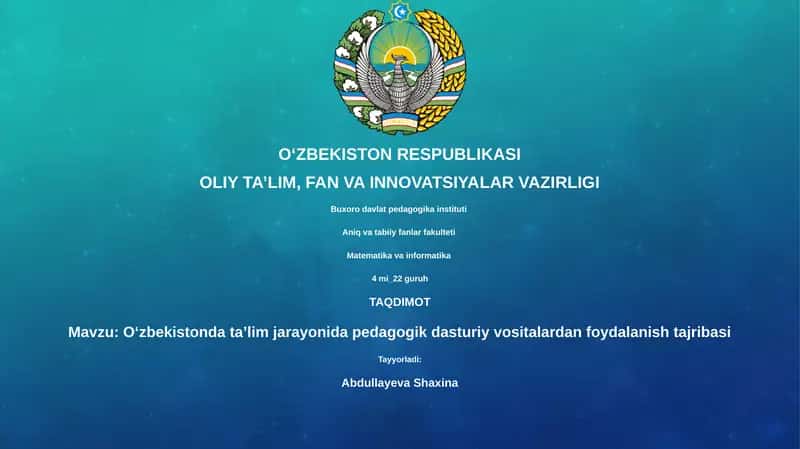 Oʻzbekistonda taʼlim jarayonida pedagogik dasturiy vositalardan foydalanish tajribasi
