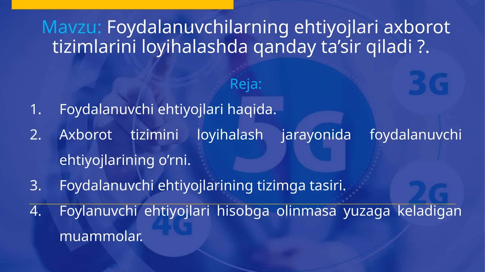 Foydalanuvchilarning ehtiyojlari axborot tizimlarini loyihalashda qanday ta’sir qiladi ?.