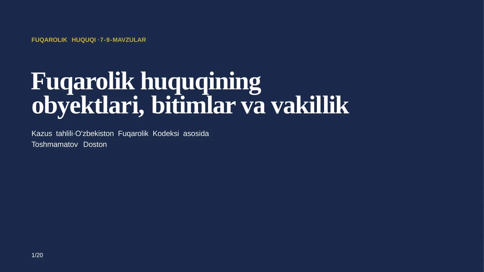 FUQAROLIKHUQUQI·7-9-MAVZULAR