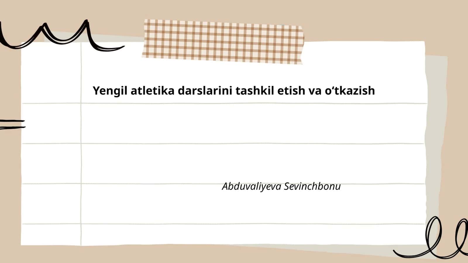 Yengil atletika darslarini tashkil etish va oʻtkazish