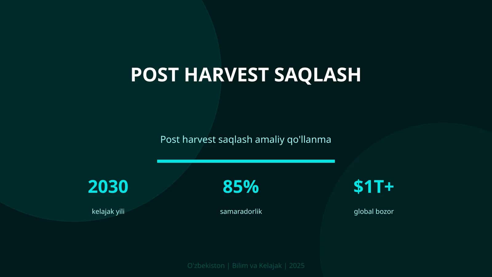 Post harvest saqlash amaliy qo'llanma