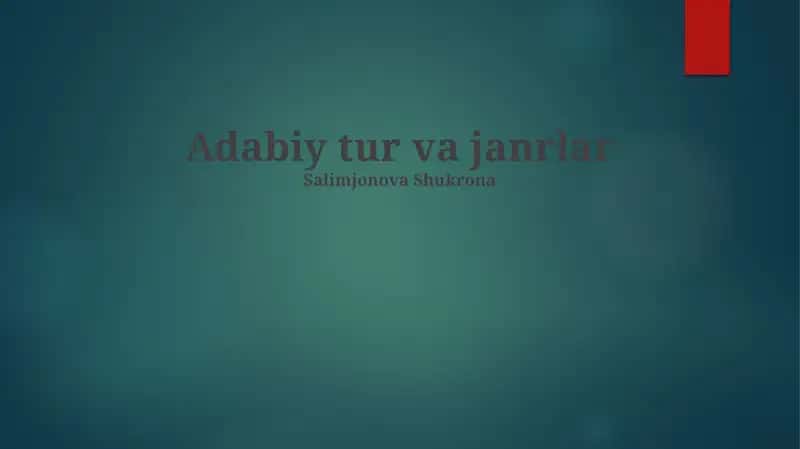Adabiy tur va janrlar