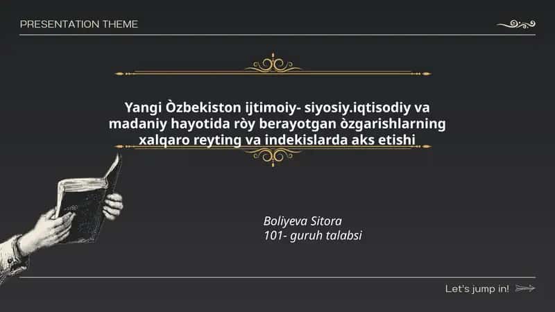 Yangi Òzbekiston ijtimoiy- siyosiy.iqtisodiy va madaniy hayotida ròy berayotgan òzgarishlarning xalqaro reyting va indekislarda aks etishi