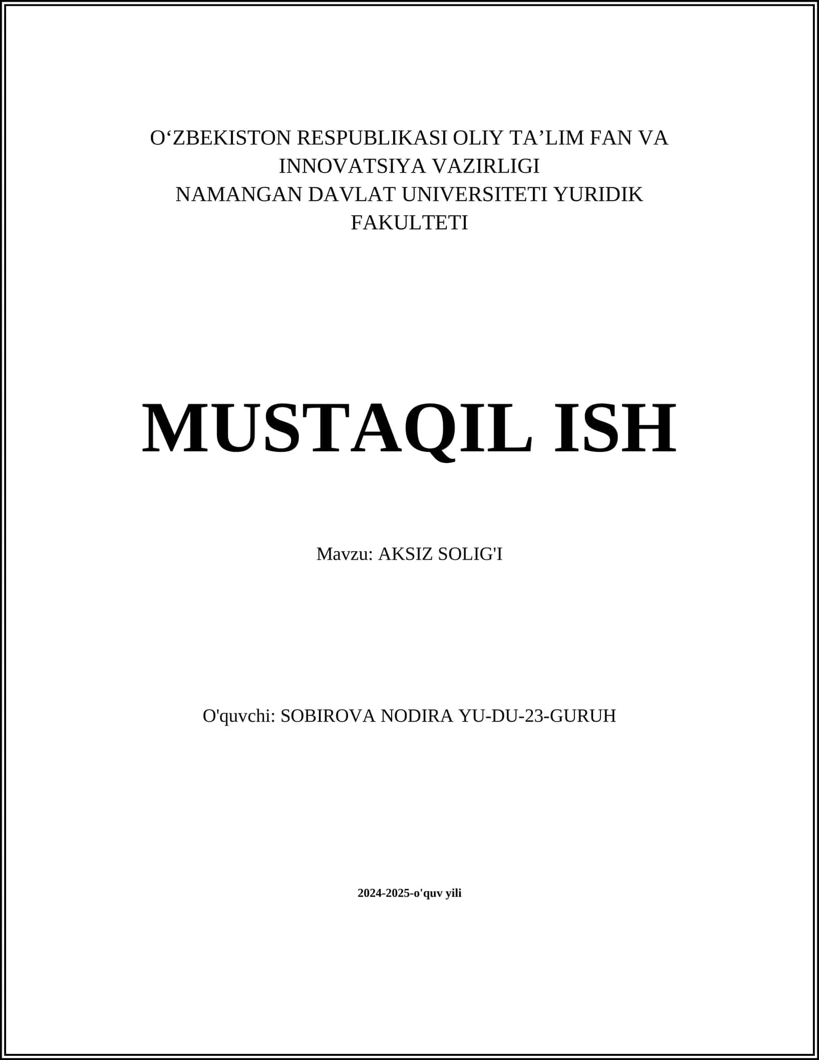 AKSIZ SOLIG'I