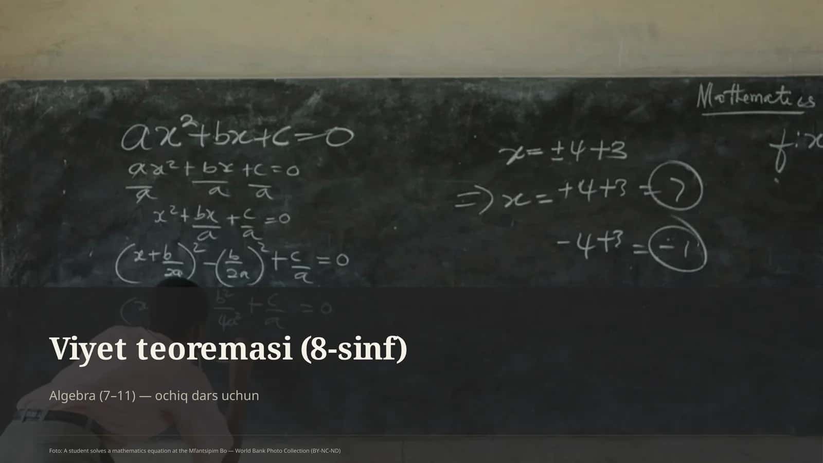 Viyet teoremasi (8-sinf)