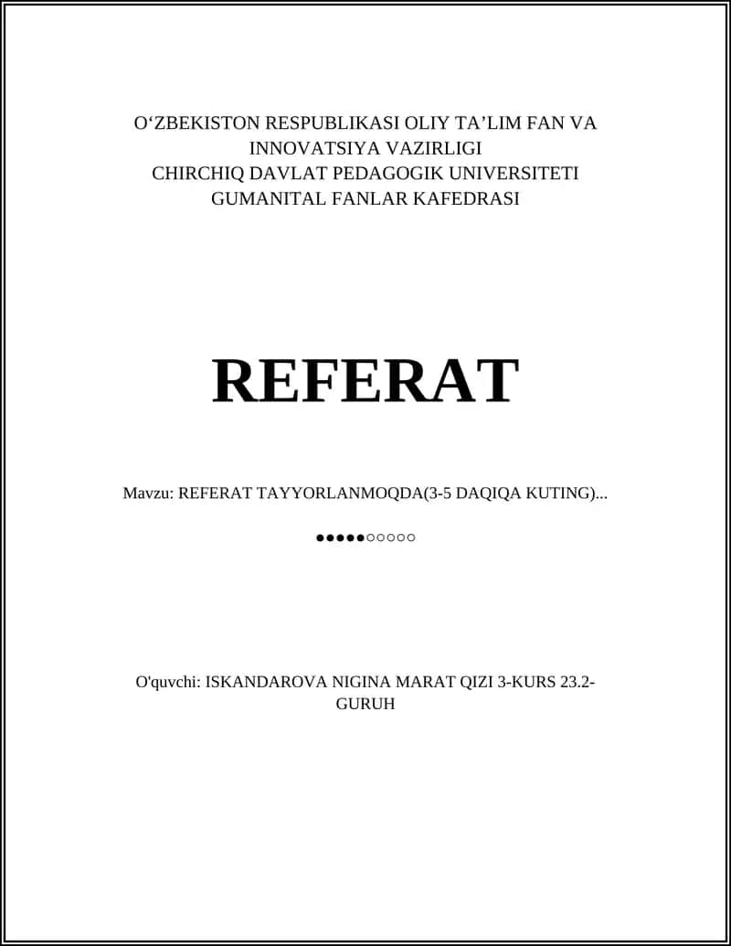 Referat mavzusi tanlash va chegaralash