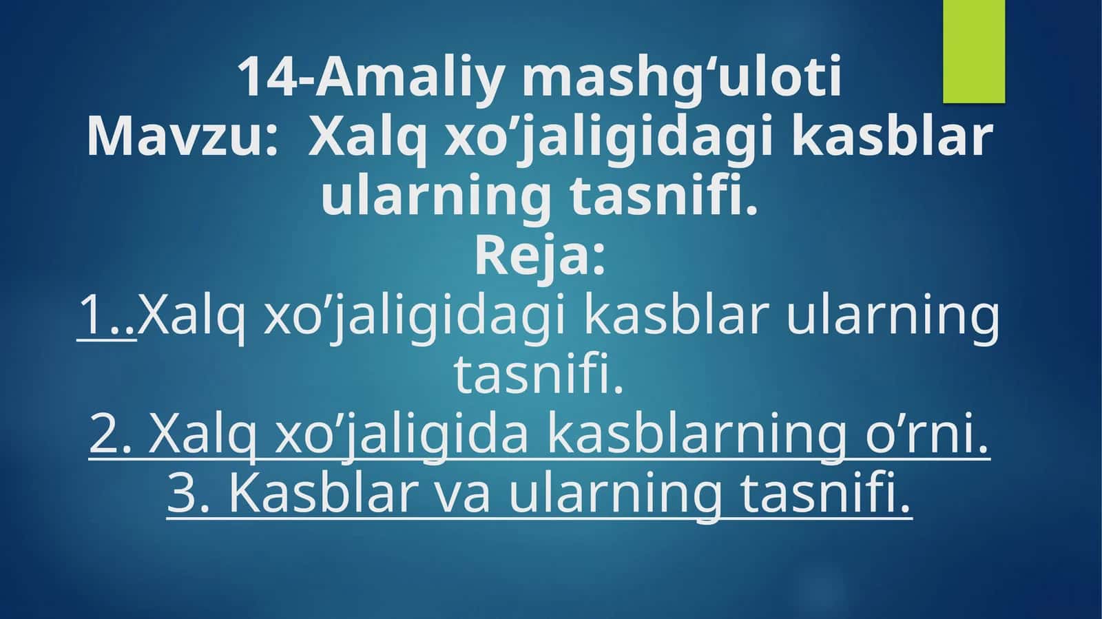 Kasblar tasnifi