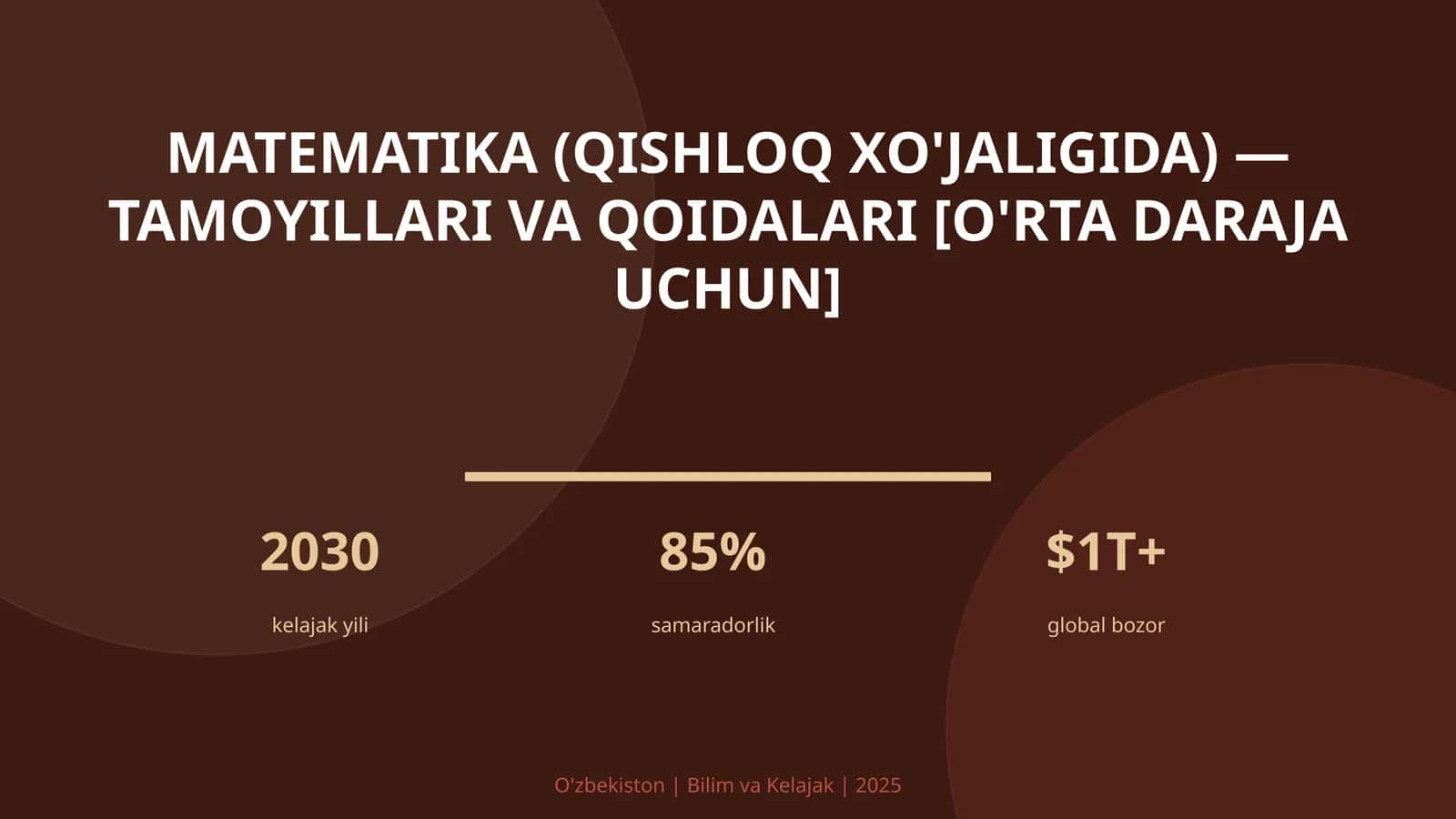 Matematika (qishloq xo'jaligida) — tamoyillari va qoidalari [o'rta daraja uchun]