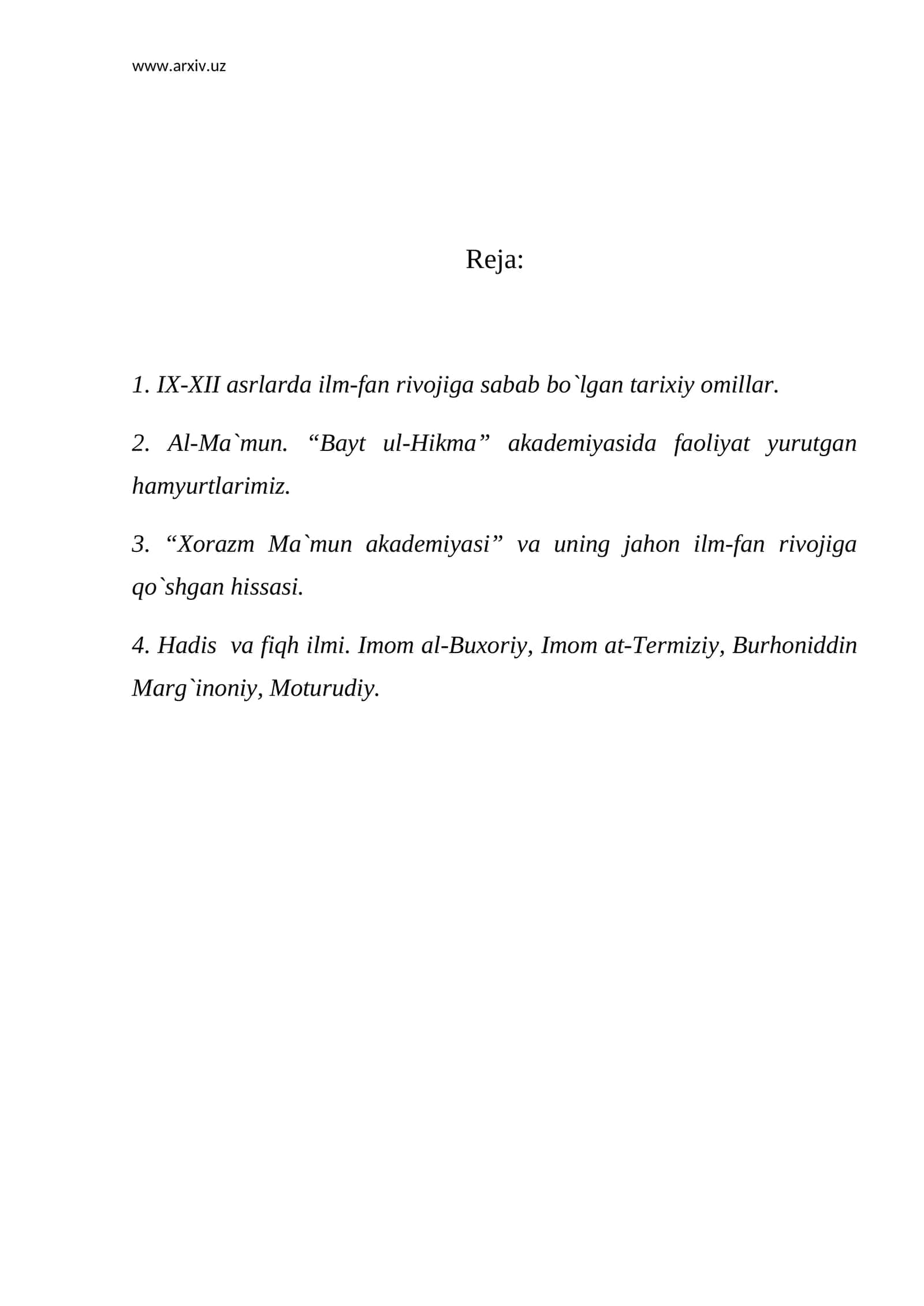 IX-XII asrlardagi ilm-fan rivoji