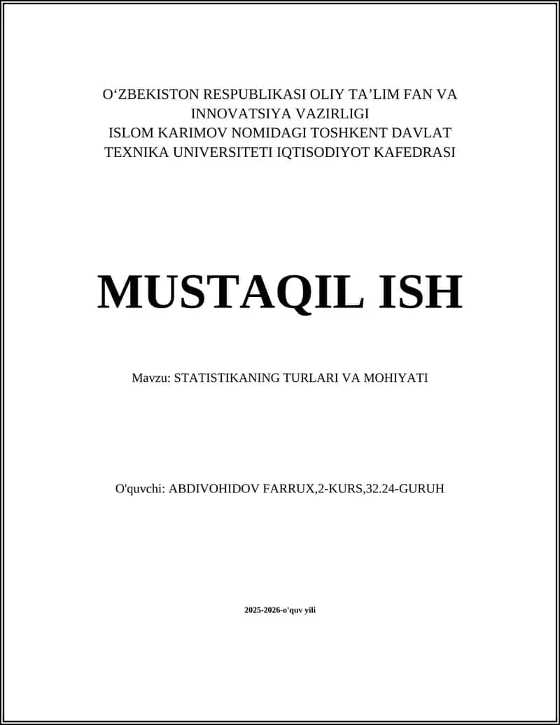 STATISTIKANING TURLARI VA MOHIYATI