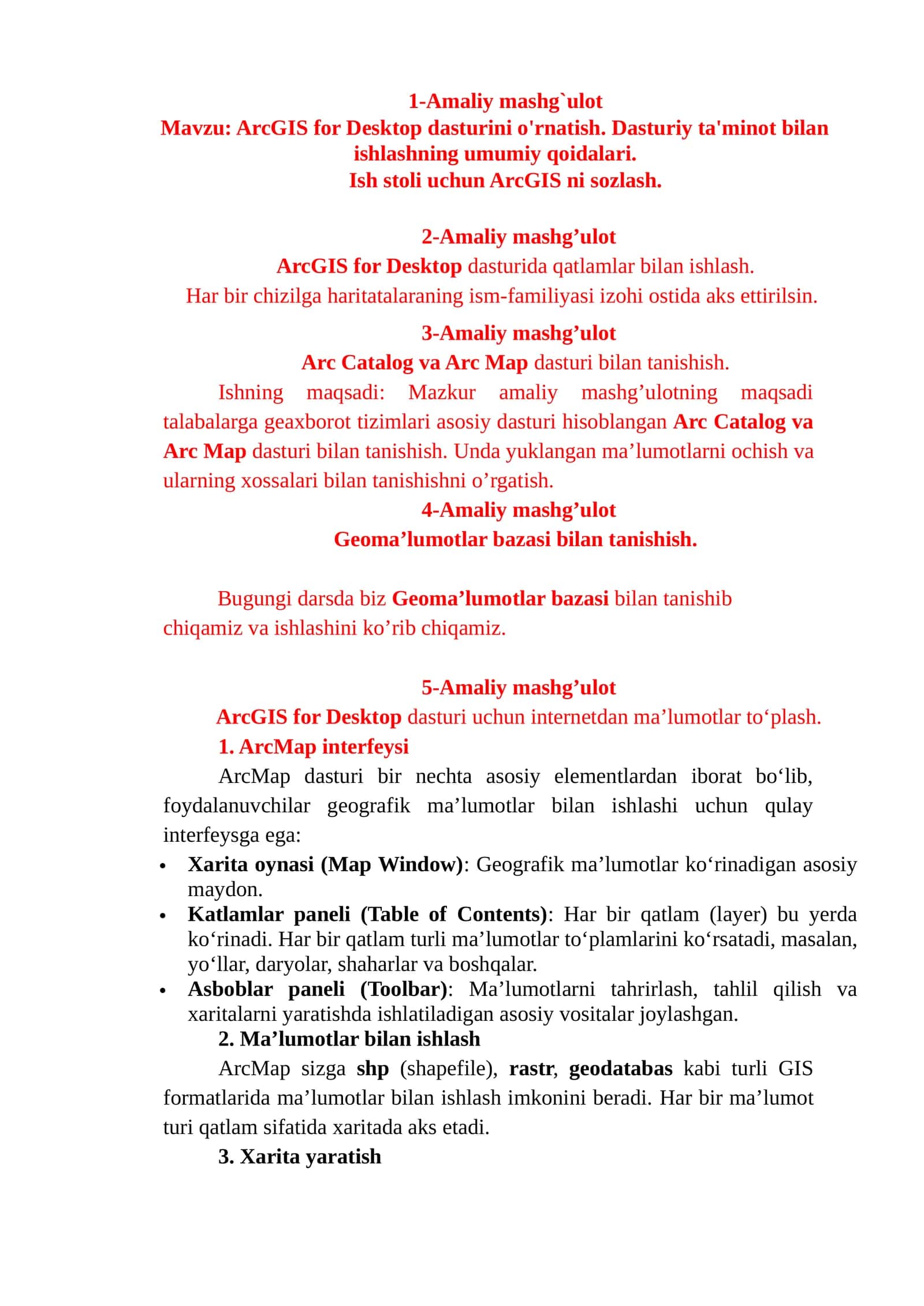 ArcGIS for Desktop dasturini o'rnatish