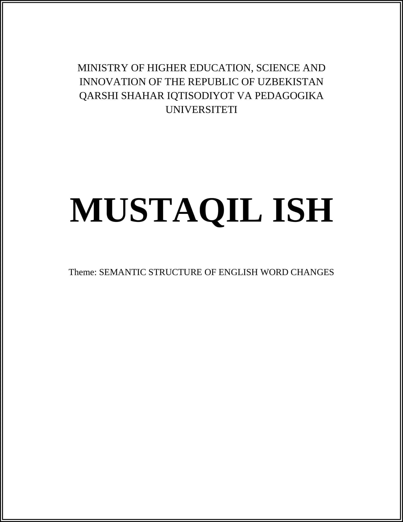 SEMANTIC STRUCTURE OF ENGLISH WORD CHANGES