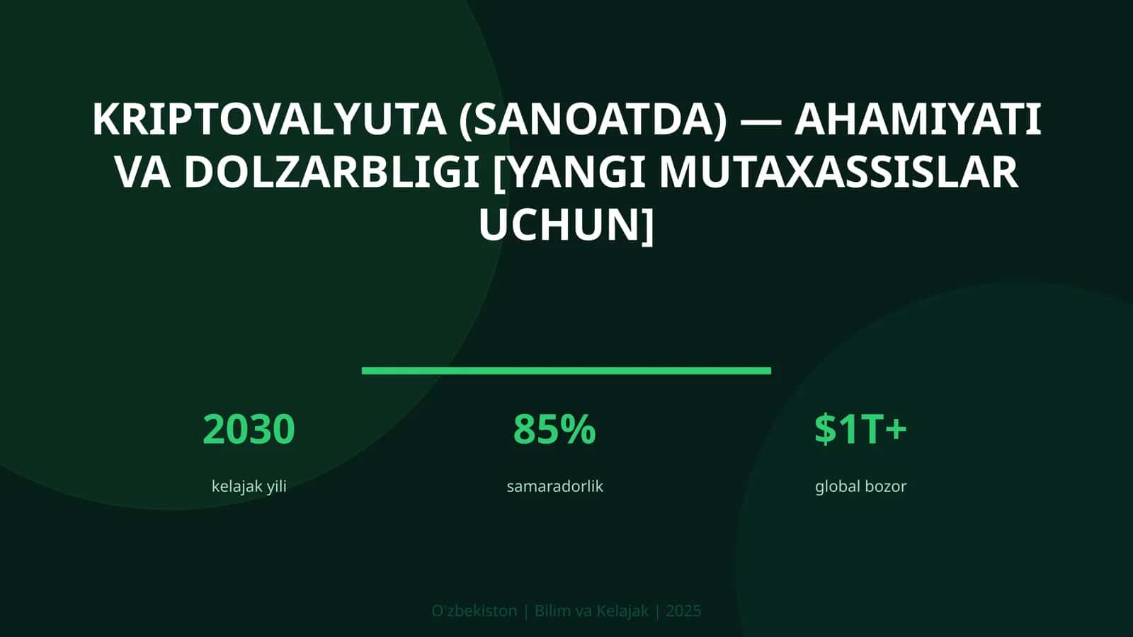 Kriptovalyuta (Sanoatda) - Ahamiyati va Dolzarbligi [Yangi Mutaxassislar Uchun]