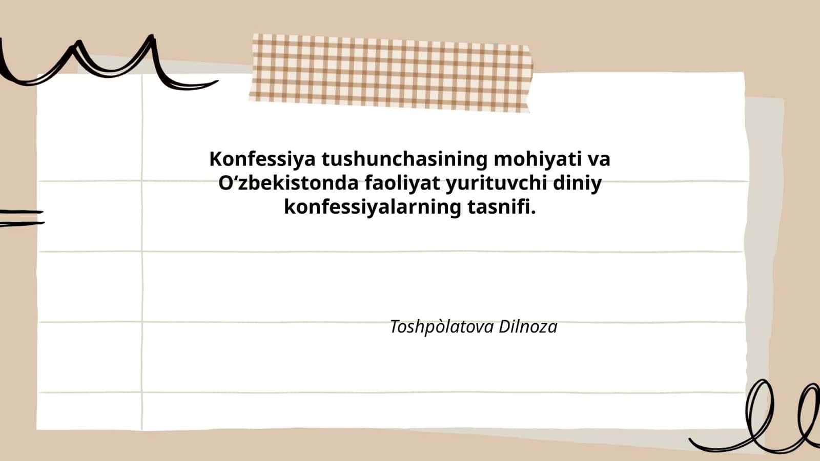 Konfessiya tushunchasining mohiyati va O‘zbekistonda faoliyat yurituvchi diniy konfessiyalarning tasnifi